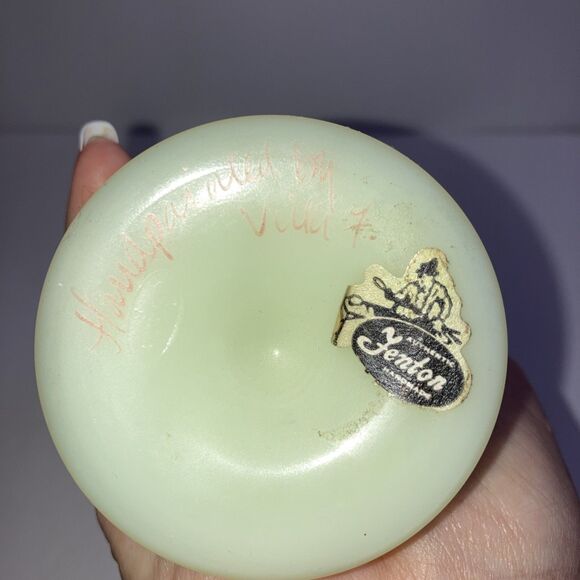 Fenton Uranium Glass Single Flower Vase with Inclusions at Base - Picture 4 of 4